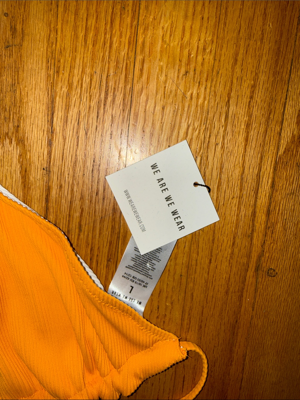 We Are We Wear Melissa Reversible Ribbed Triangle Top Bikini In Orange Asos L — image 3 of 5